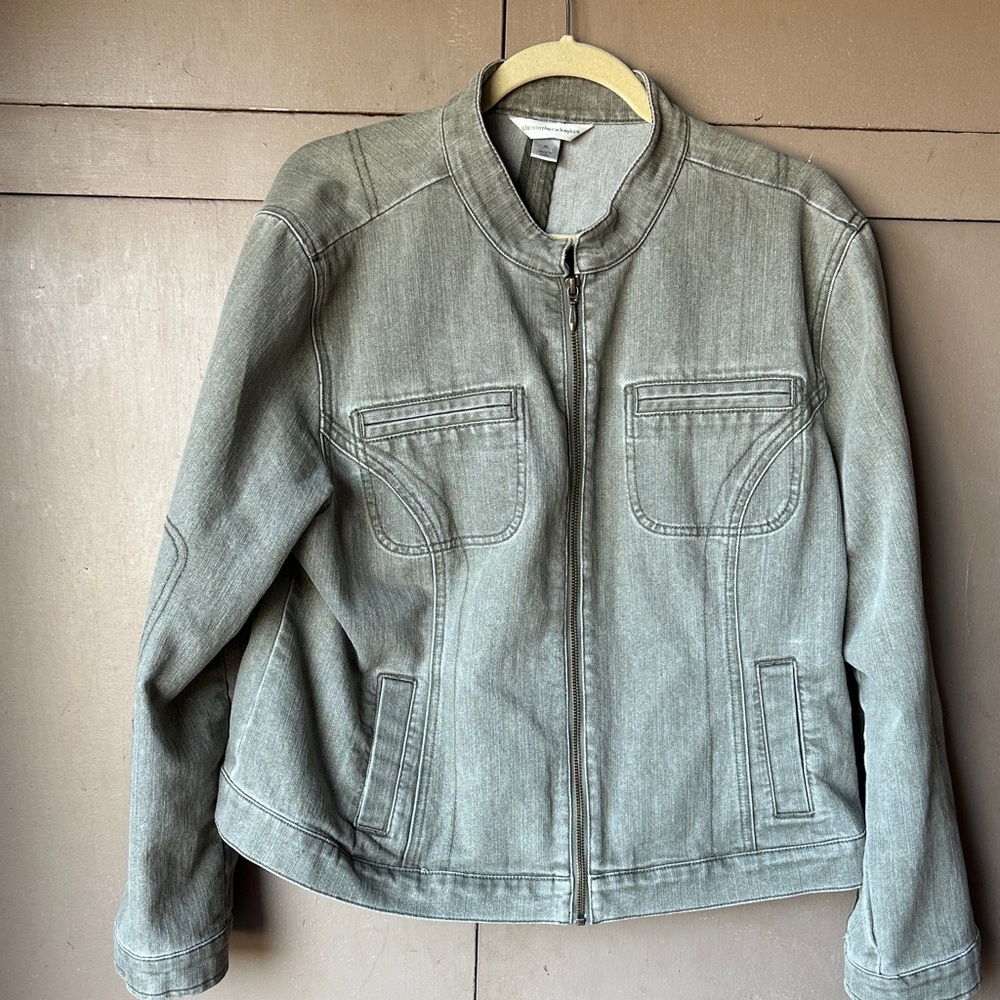 Christopher & Banks Women's Light Gray Jean Jacket